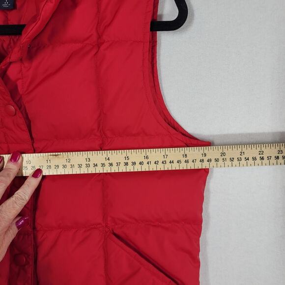 Lands' End Down Puffer Vest S 6/8 Red Insulated Snap Front Winter Holiday Layer - Picture 7 of 8